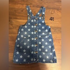 Size 4t patriotic Stars Denim Kids dress Overalls Fourth of July American flag